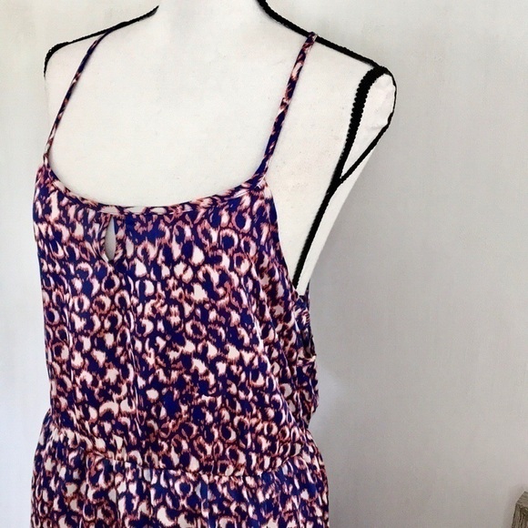 Collective Concepts Hi-Lo Blue/Orange Maxi Dress - Picture 3 of 8